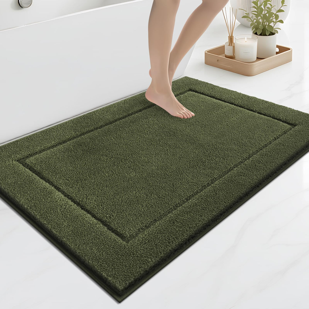 anllugs Bathroom Rugs, Non-Slip Bath Rugs, 24" x 60", Grey