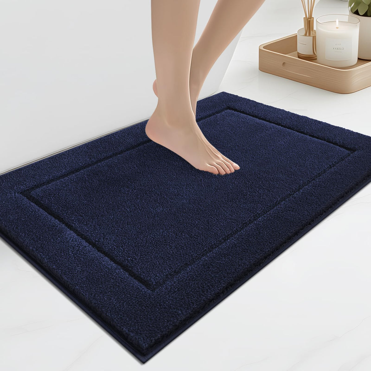 anllugs Bathroom Rugs, Non-Slip Bath Rugs, 24" x 60", Grey