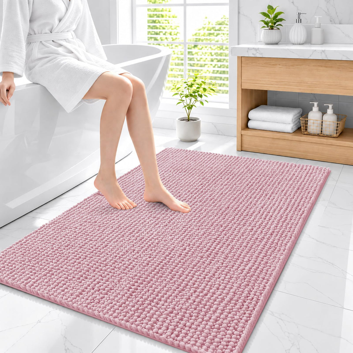 Smiry Thick Bathroom Rugs 30x20, Extra Soft Absorbent Chenille Bath Mat