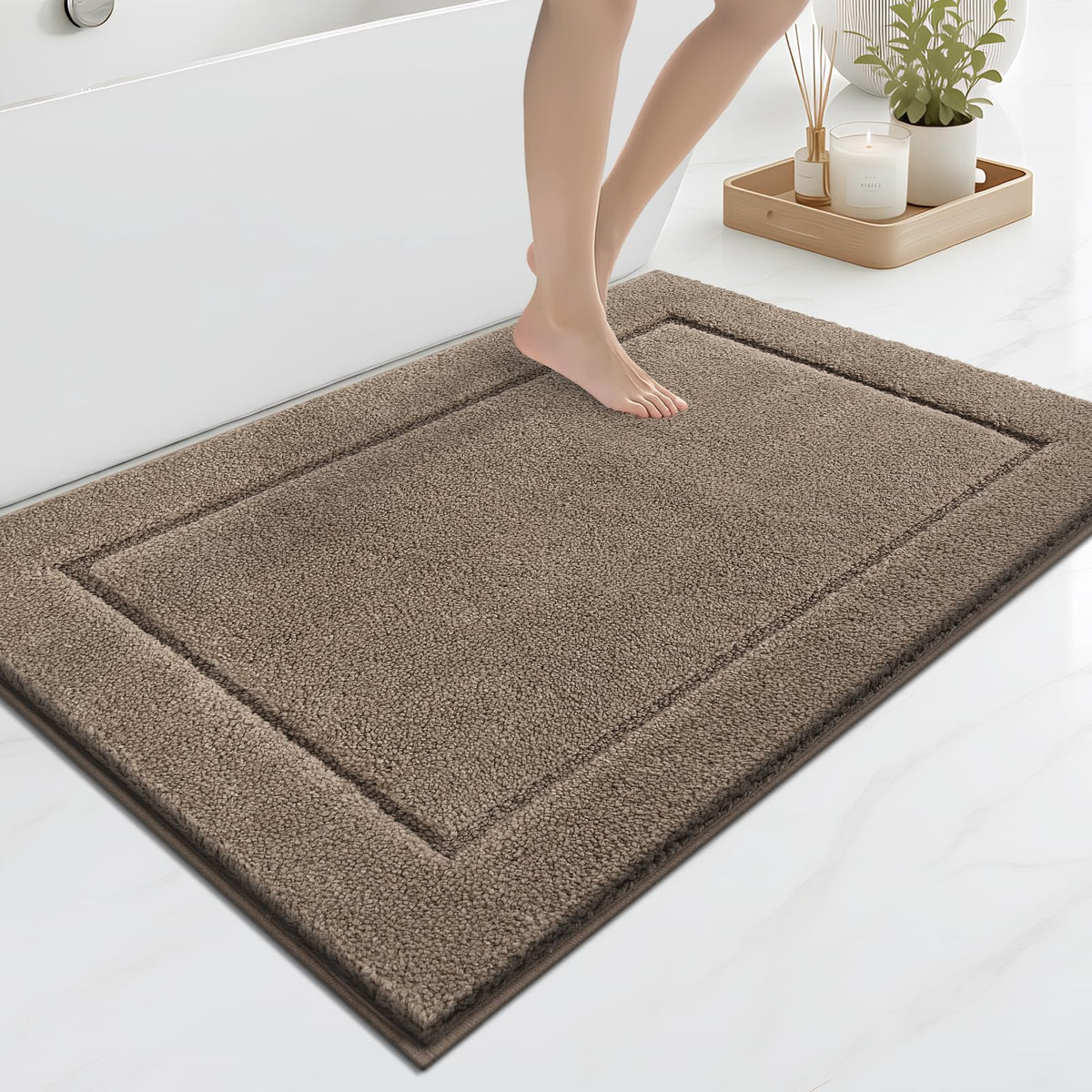 anllugs Bathroom Rugs, Non-Slip Bath Rugs, 24" x 60", Grey