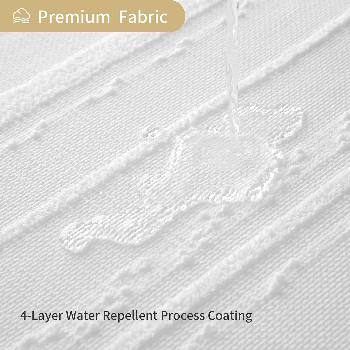 White Shower Curtain Boho, Textured Shower Curtain Cotton Blend Waffle Weave Stripe Fabric Shower Curtains for Bathroom, Hotel, Washable, 72 x 72