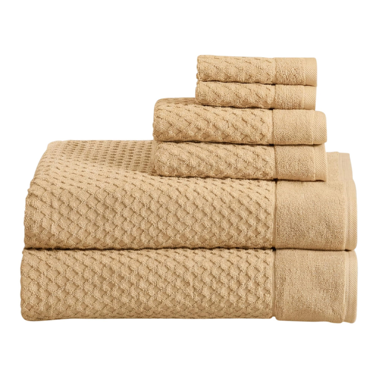 Great Bay Home Bath Towels - 100% Cotton 6 Piece Towel Set - Diamond Waffle Weave - Absorbent, Durable, Quick-Dry Towels for Bathroom (Marigold)