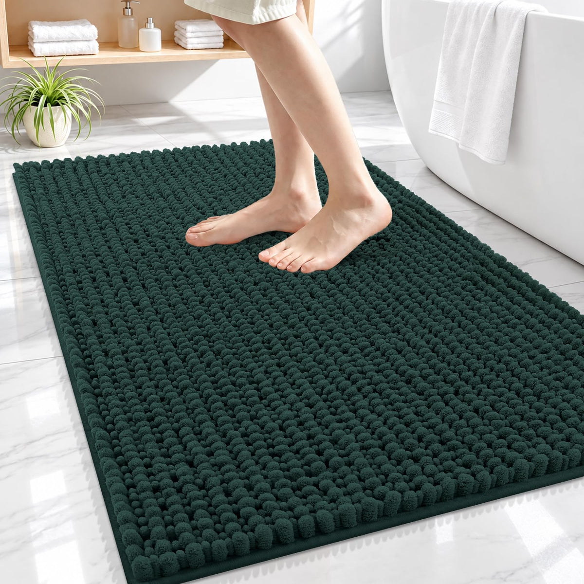 Smiry Thick Bathroom Rugs 30x20, Extra Soft Absorbent Chenille Bath Mat