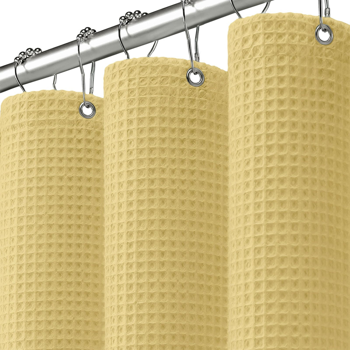 White Waffle Weave Shower Curtain 258GSM Heavyweight Cotton Fabric 72Wx72L