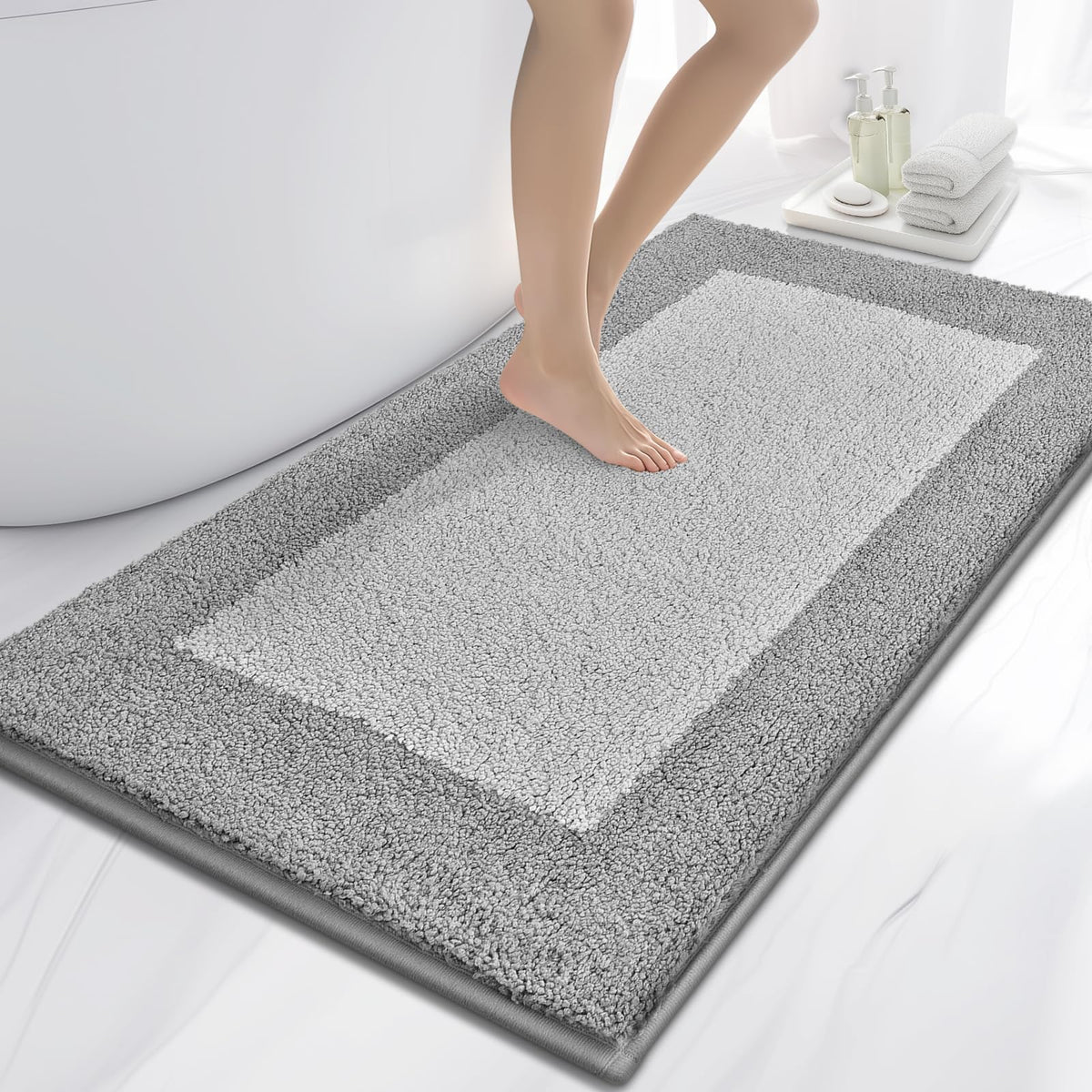 anllugs Bathroom Rugs, 20" x 30" Soft Bath Rugs, Olive Green & Green