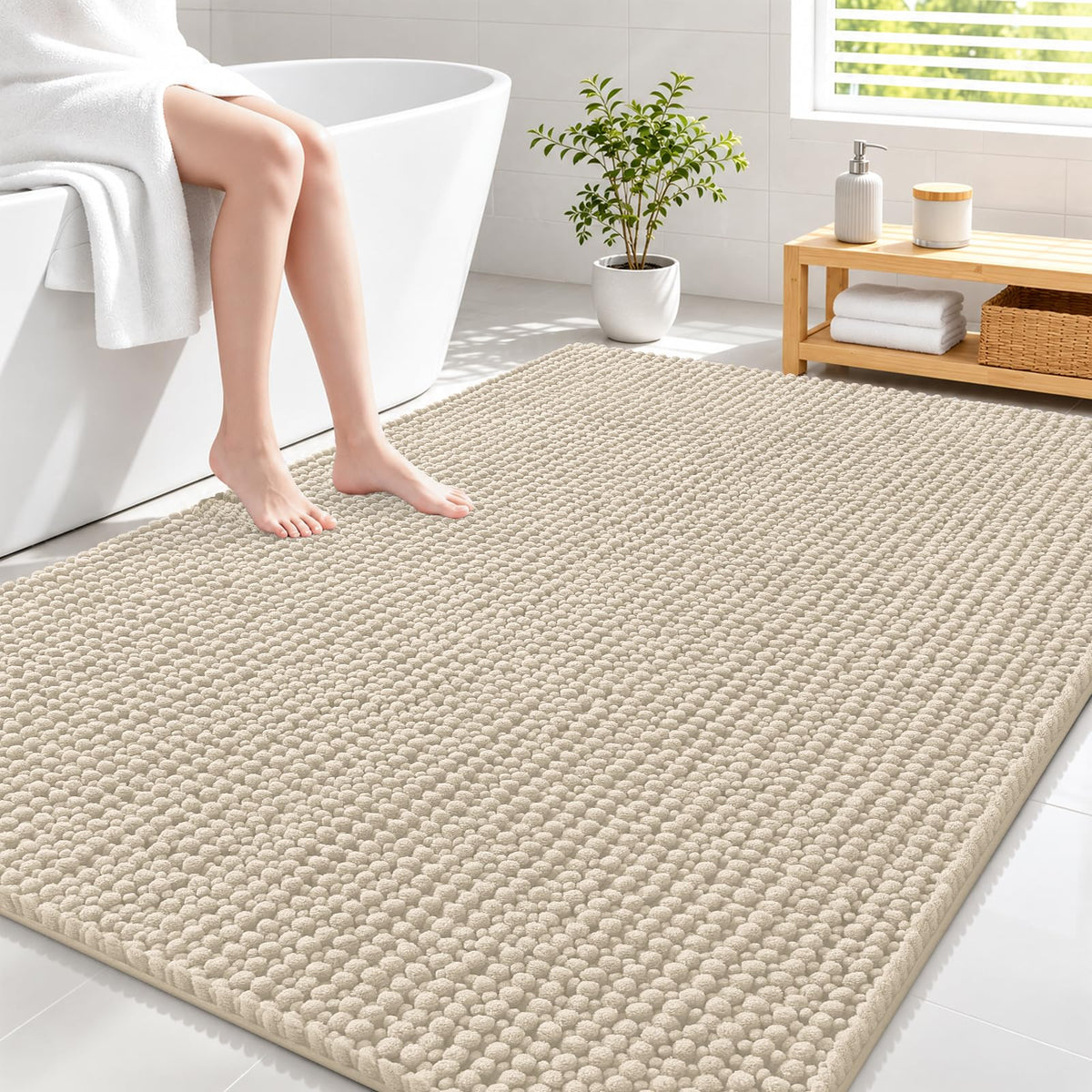 Smiry Thick Bathroom Rugs 30x20, Extra Soft Absorbent Chenille Bath Mat