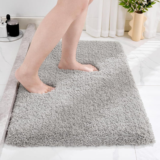 Disolla Gray Bathroom Rugs 17x24, Microfiber Non-Slip Plush Small Bath Mat