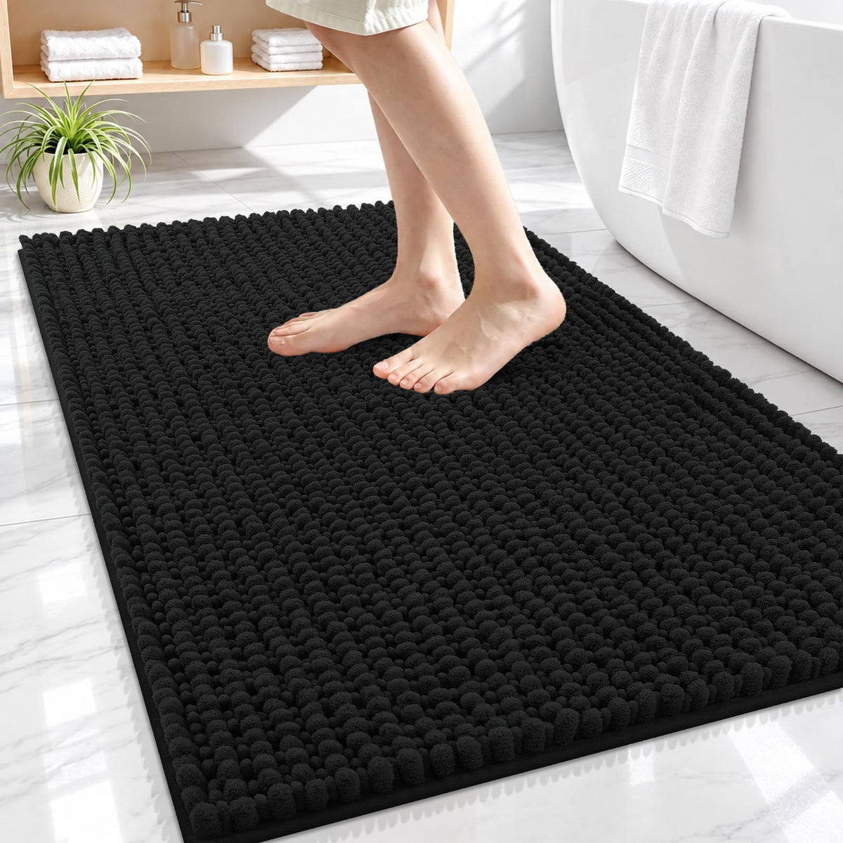 Smiry Thick Bathroom Rugs 30x20, Extra Soft Absorbent Chenille Bath Mat