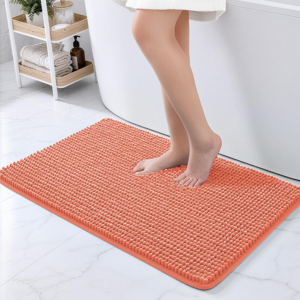 Ophanie Grey Bathroom Rugs 30x20, Soft Chenille Bath Mat, Non Slip Absorbent Quick Dry Light Gray Mats, Machine Washable Thick Small Area Rug Sets,Grip Bathmat for Shower,Toilet,Sink and Indoor Floor