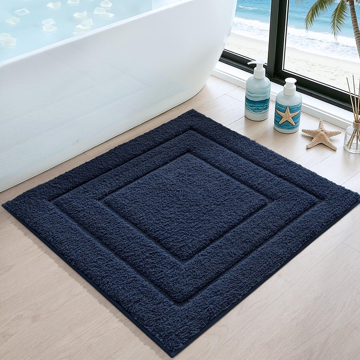 DEXI Bathroom Rugs 24x16, Non-Slip Bath Mat Soft Absorbent, Beige