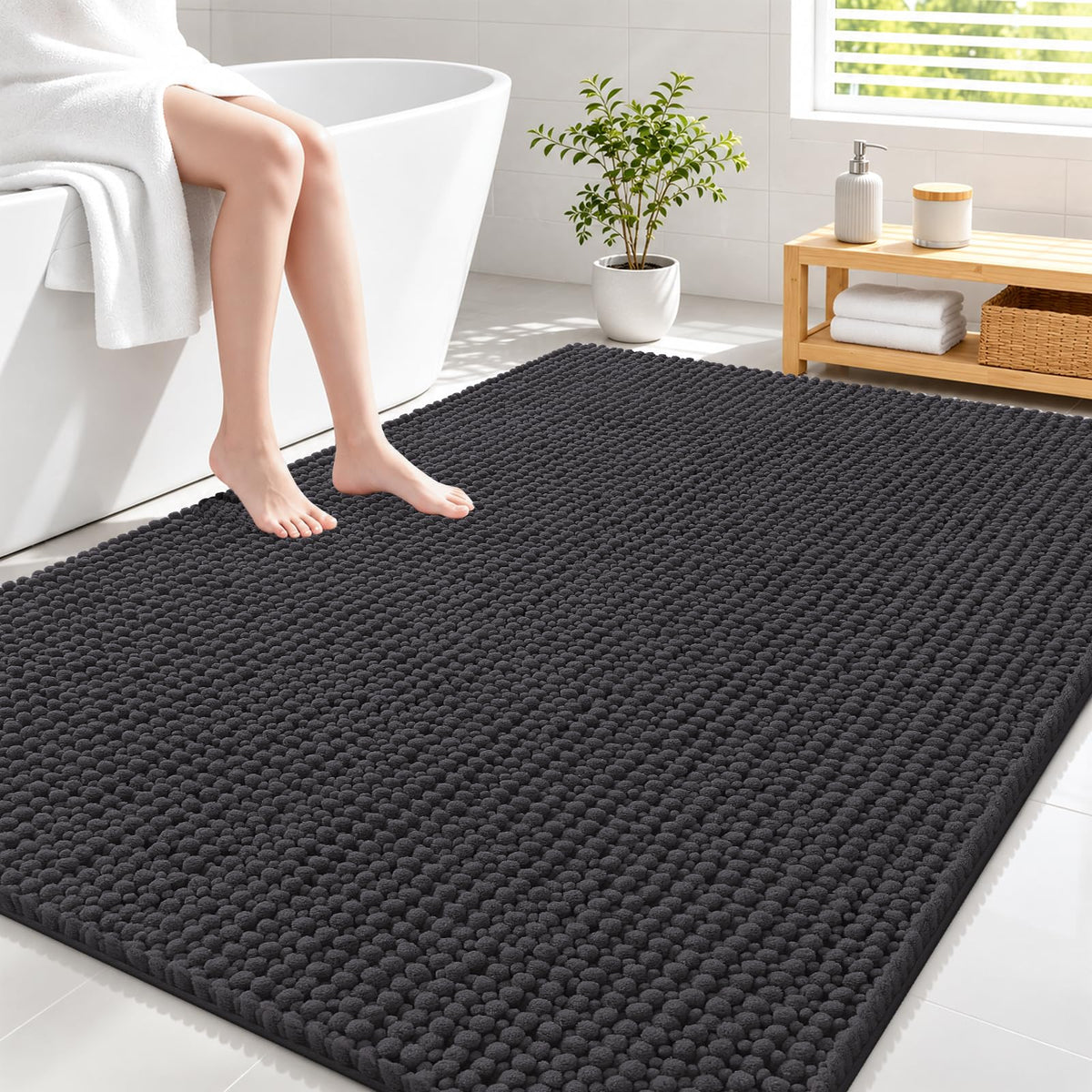 Smiry Thick Bathroom Rugs 30x20, Extra Soft Absorbent Chenille Bath Mat