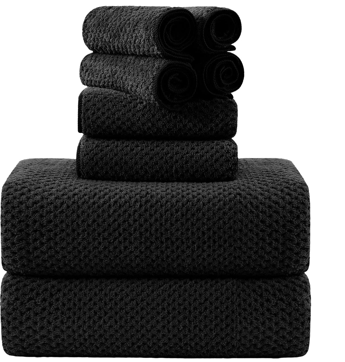 8-Piece Bath Towel Set, 2 Extra Large Bath Towel Sheets, 2 Hand Towels and 4 Washcloths - Highly Absorbent Quick Dry Polyester,Ultra Soft Towel Set for Bathroom, Waffle Weave Design, Pack of 8, Green