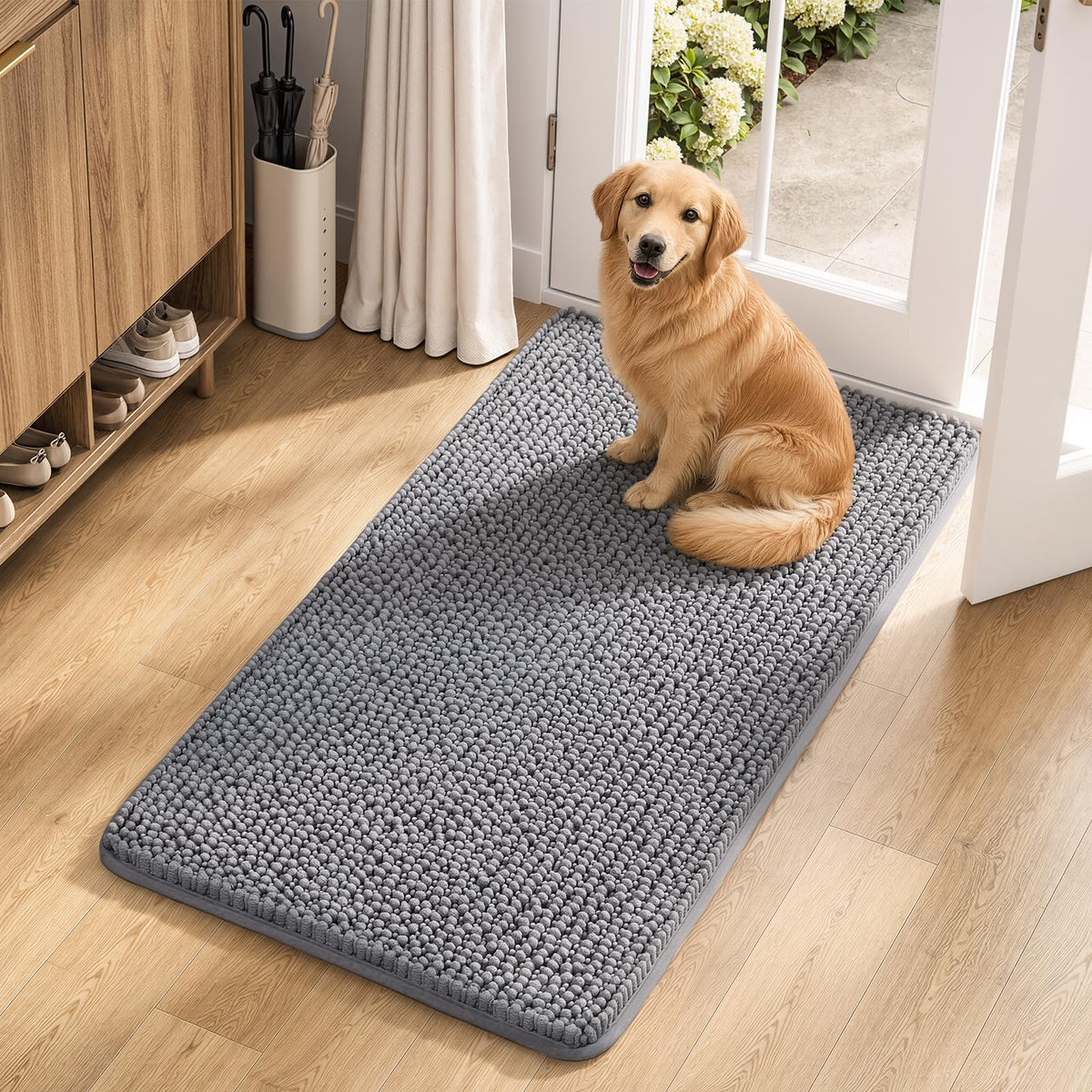 Ophanie Grey Bathroom Rugs 30x20, Soft Chenille Bath Mat, Non Slip Absorbent Quick Dry Light Gray Mats, Machine Washable Thick Small Area Rug Sets,Grip Bathmat for Shower,Toilet,Sink and Indoor Floor