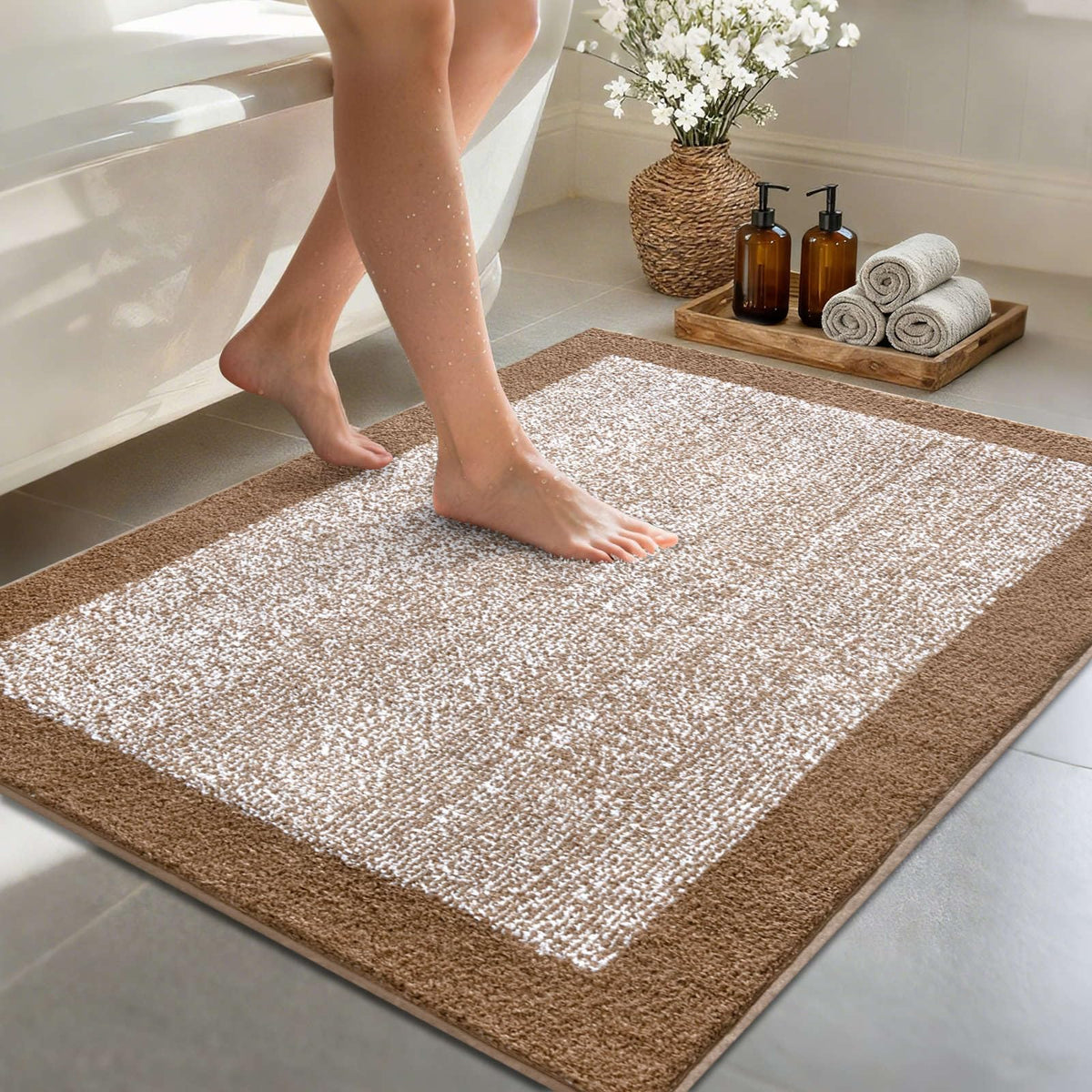 48x24 Long Bathroom Rugs Non Slip Washable, Soft Absorbent Bath Mat Blue
