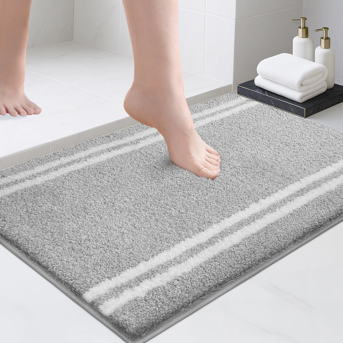 PURRUGS Bathroom Runner Rug, Bath Mat, 24" x 60", Beige