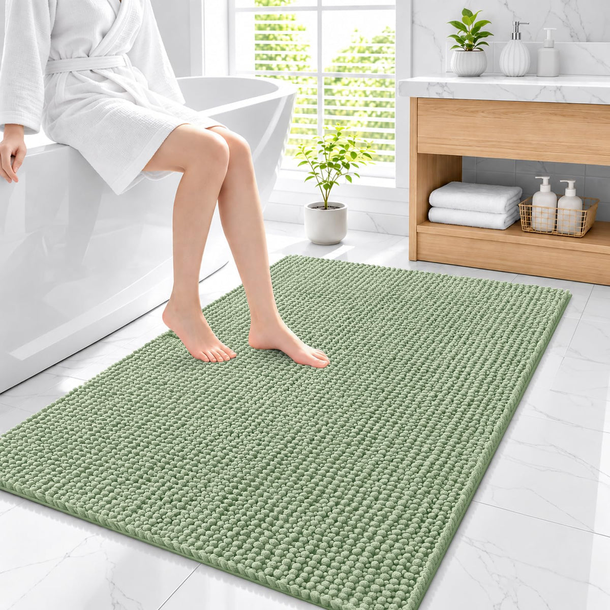 Smiry Thick Bathroom Rugs 30x20, Extra Soft Absorbent Chenille Bath Mat