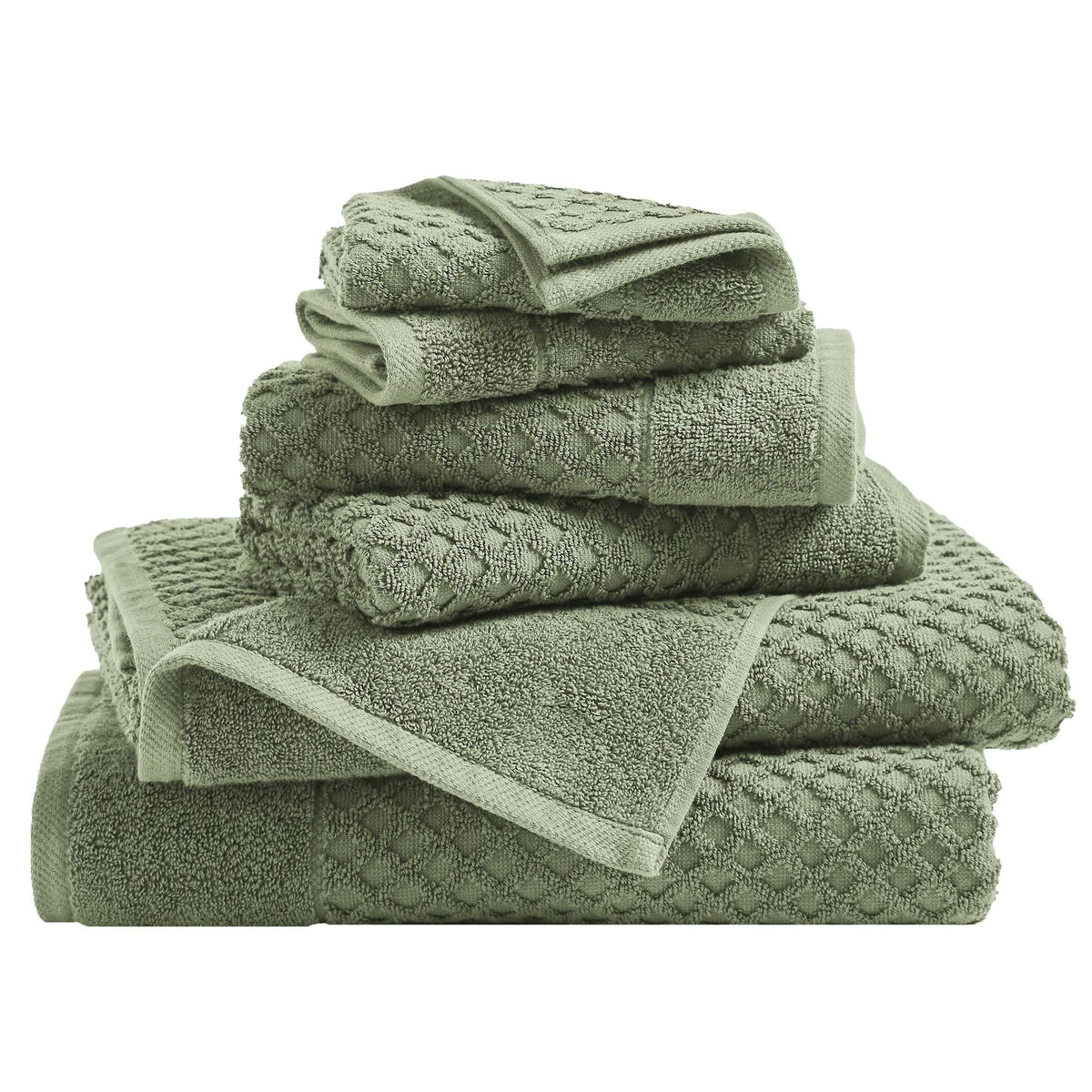 Great Bay Home Bath Towels - 100% Cotton 6 Piece Towel Set - Diamond Waffle Weave - Absorbent, Durable, Quick-Dry Towels for Bathroom (Marigold)