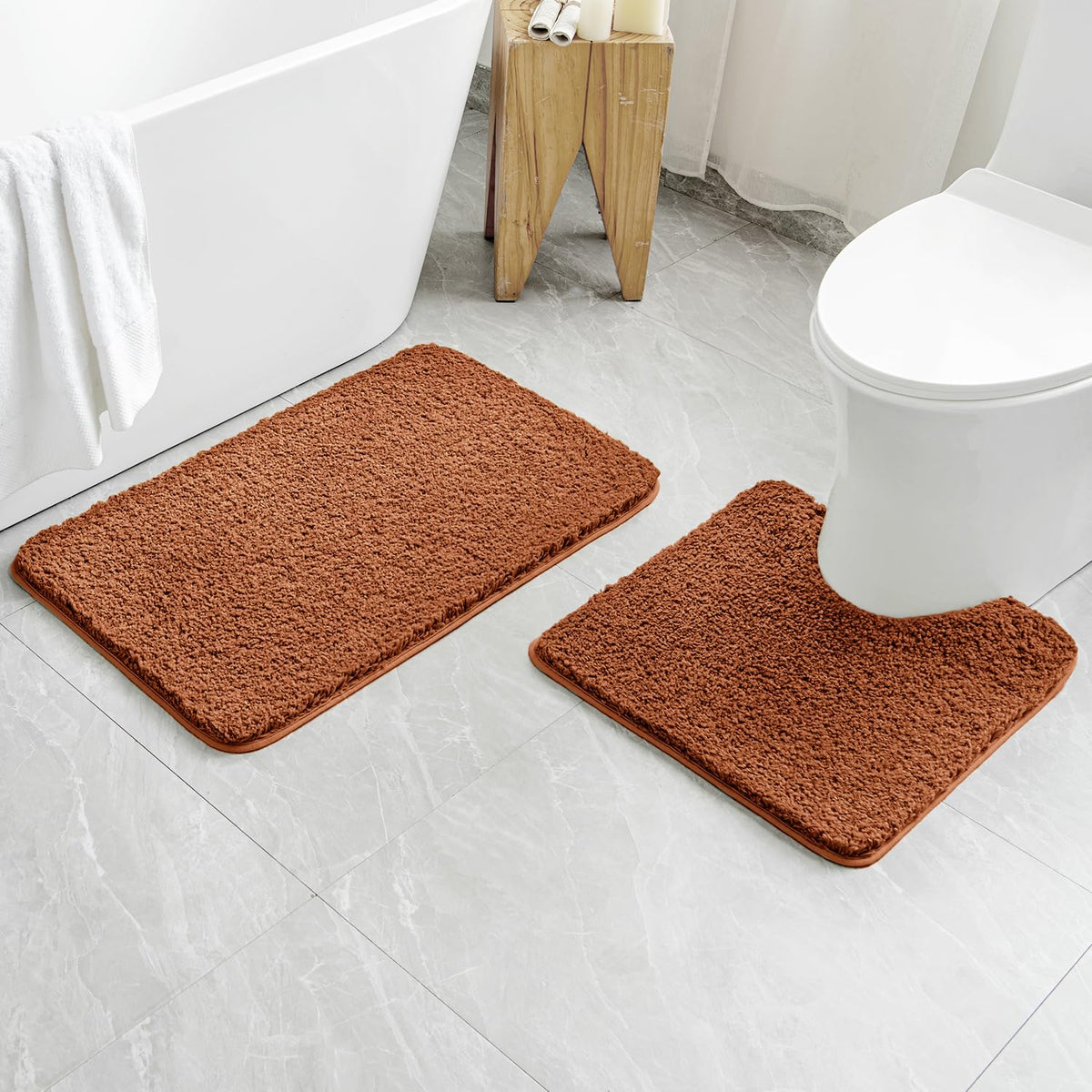 MIULEE Christmas Dark Green Bathroom Rugs Set 2 Piece Small Bath Mats 16x24