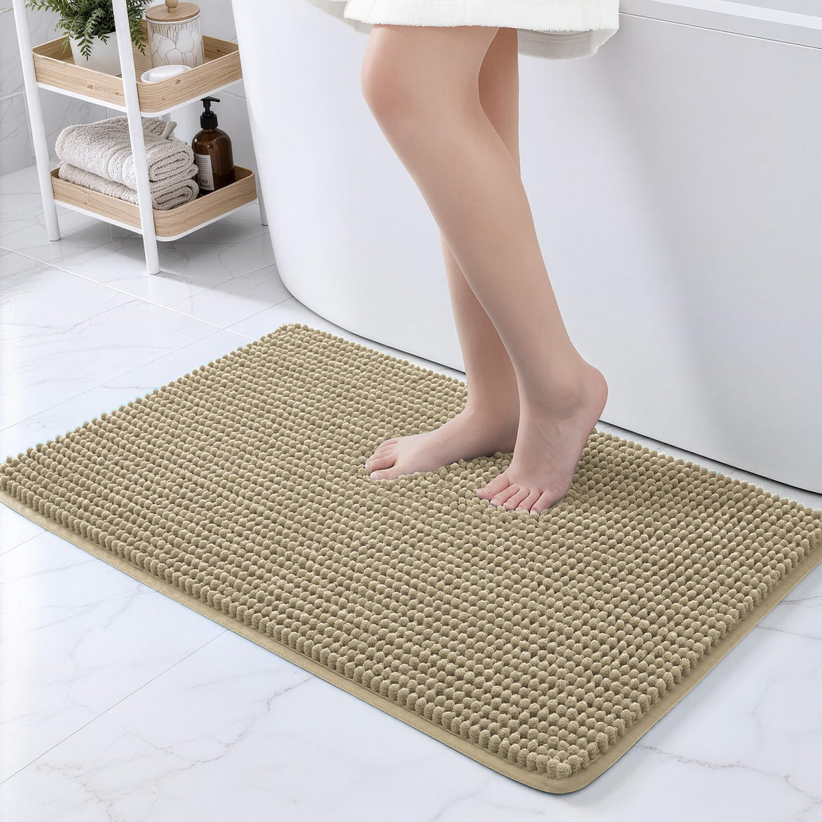 Ophanie Grey Bathroom Rugs 30x20, Soft Chenille Bath Mat, Non Slip Absorbent Quick Dry Light Gray Mats, Machine Washable Thick Small Area Rug Sets,Grip Bathmat for Shower,Toilet,Sink and Indoor Floor