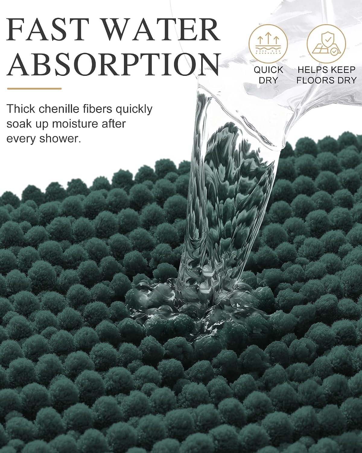 Smiry Thick Bathroom Rugs 30x20, Extra Soft Absorbent Chenille Bath Mat