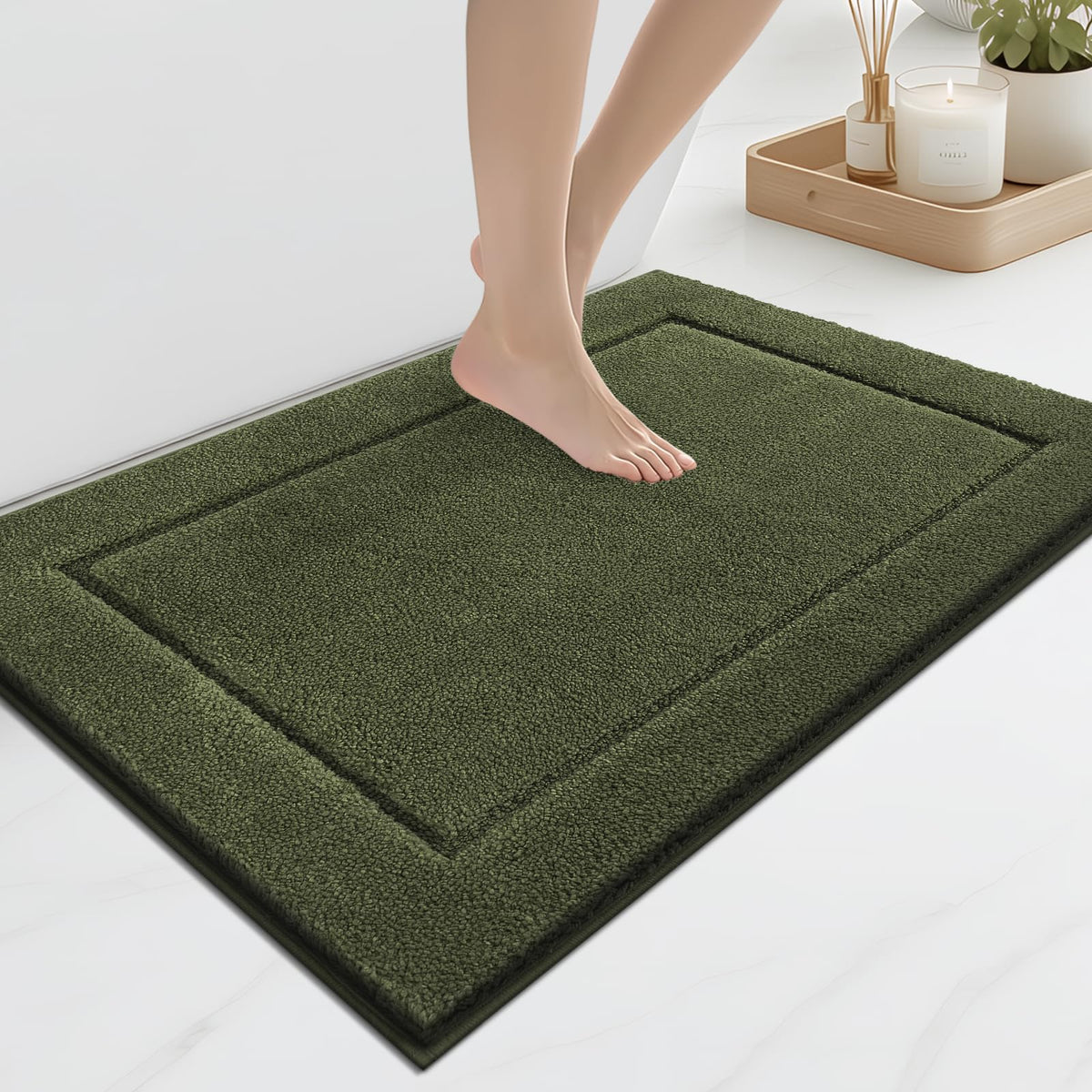 anllugs Bathroom Rugs, Non-Slip Bath Rugs, 24" x 60", Grey