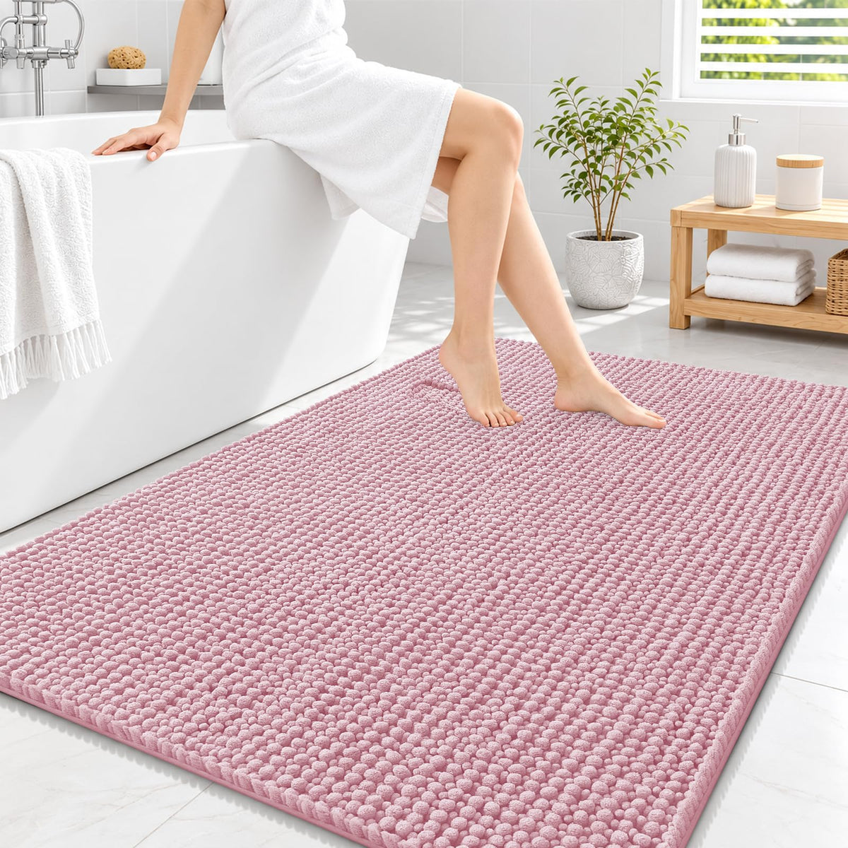 Smiry Thick Bathroom Rugs 30x20, Extra Soft Absorbent Chenille Bath Mat