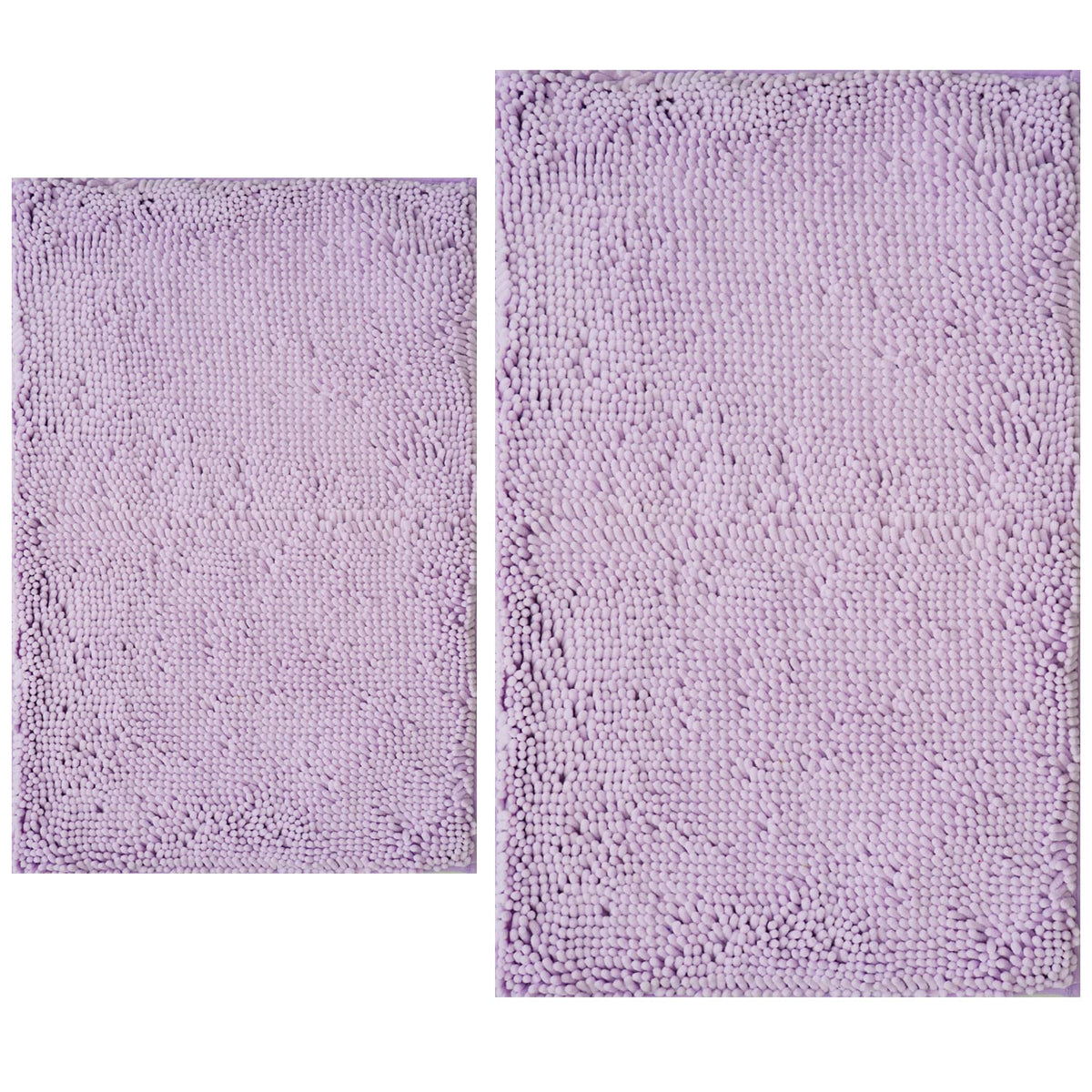 BOANKODU Bathroom Rugs Sets 2 Piece, Extra Soft Chenille Bath Mat Absorbent Bathroom Rug, Bathroom Mat with PVC Non-Slip Bottom, Machine Washable Bath Rugs (32x20 Inch + 24x16 Inch, Light Grey)