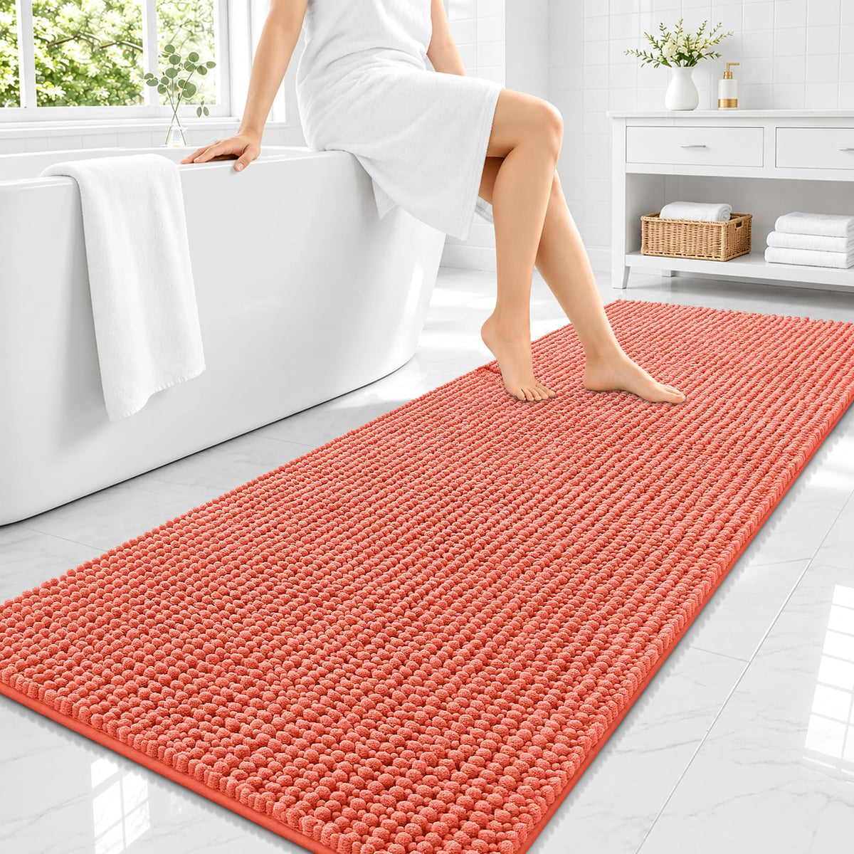 Smiry Thick Bathroom Rugs 30x20, Extra Soft Absorbent Chenille Bath Mat