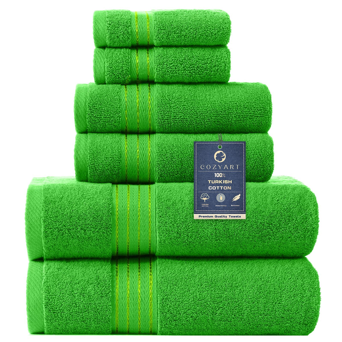 COZYART Luxury Bath Towel Set 6 Pcs, Burnt Orange 100% Turkish Cotton