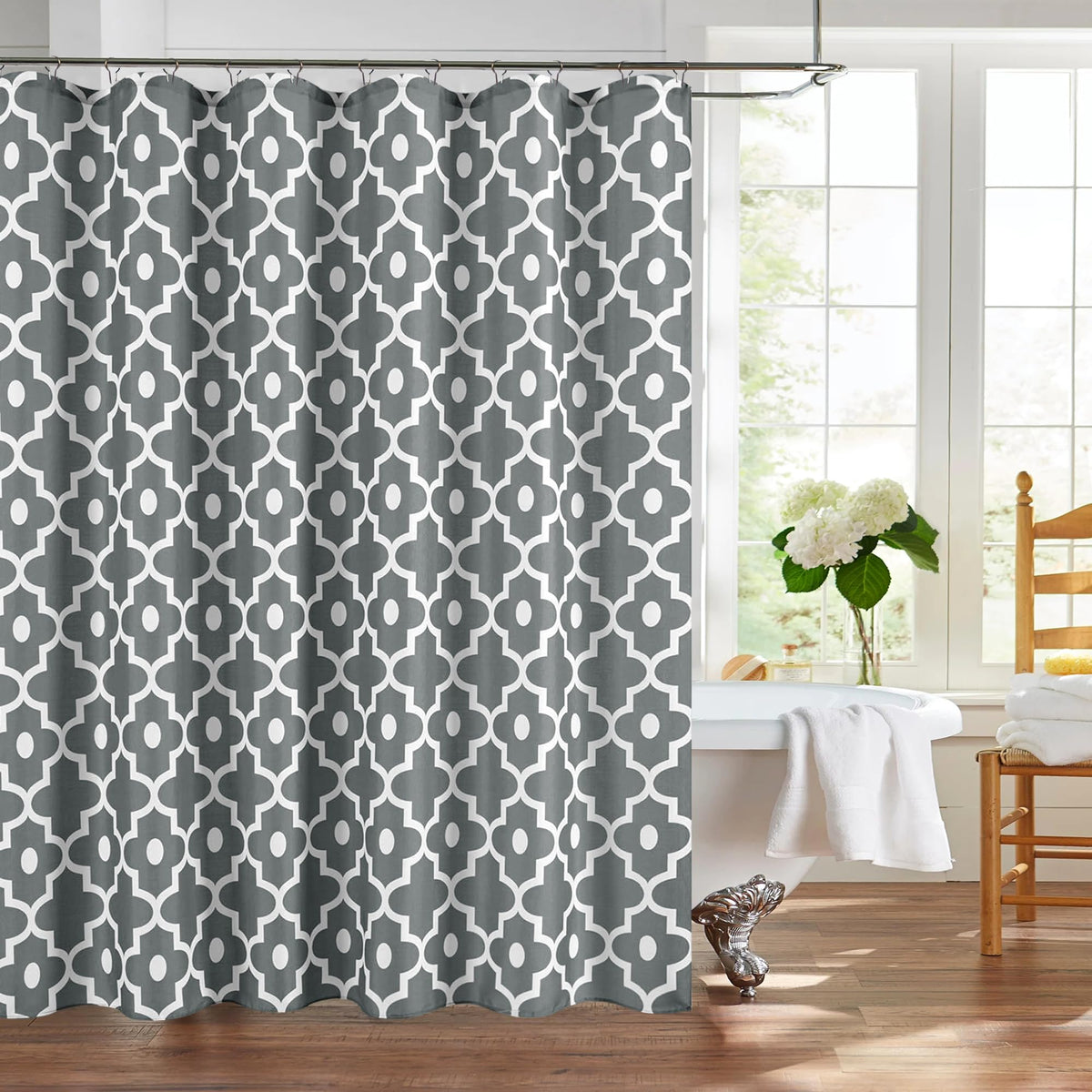 Fabric Modern Shower Curtain-Black and White Shower Curtains for Bathroom