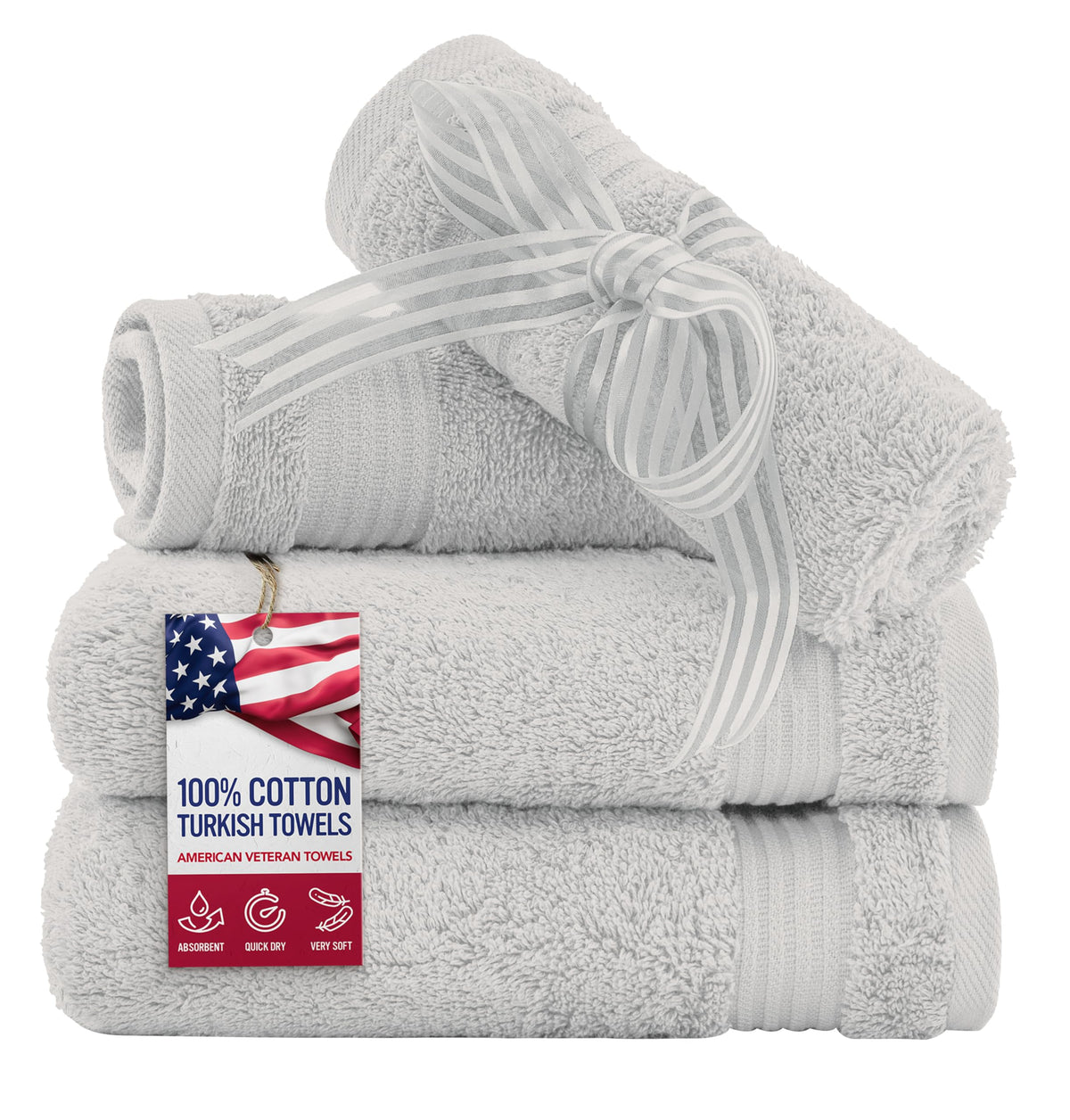 American Veteran Towel, Hand Towels for Bathroom Set of 4, 100% Cotton Turkish Hand Towel Sets, Soft Hand Face Towels, Navy Blue Hand Towels