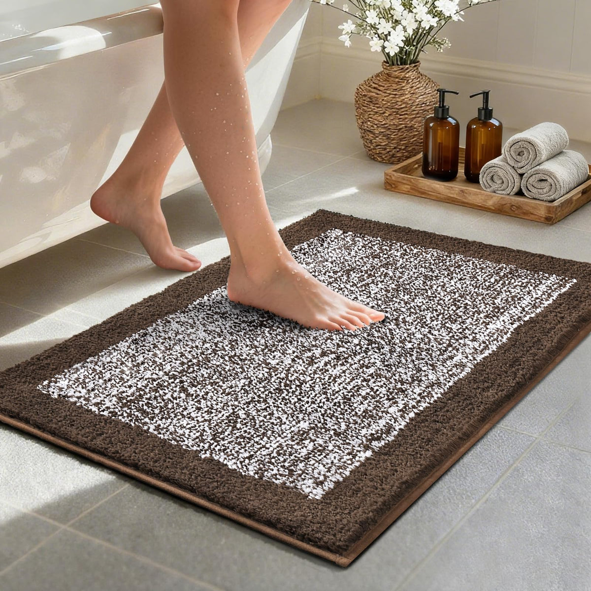 48x24 Long Bathroom Rugs Non Slip Washable, Soft Absorbent Bath Mat Blue