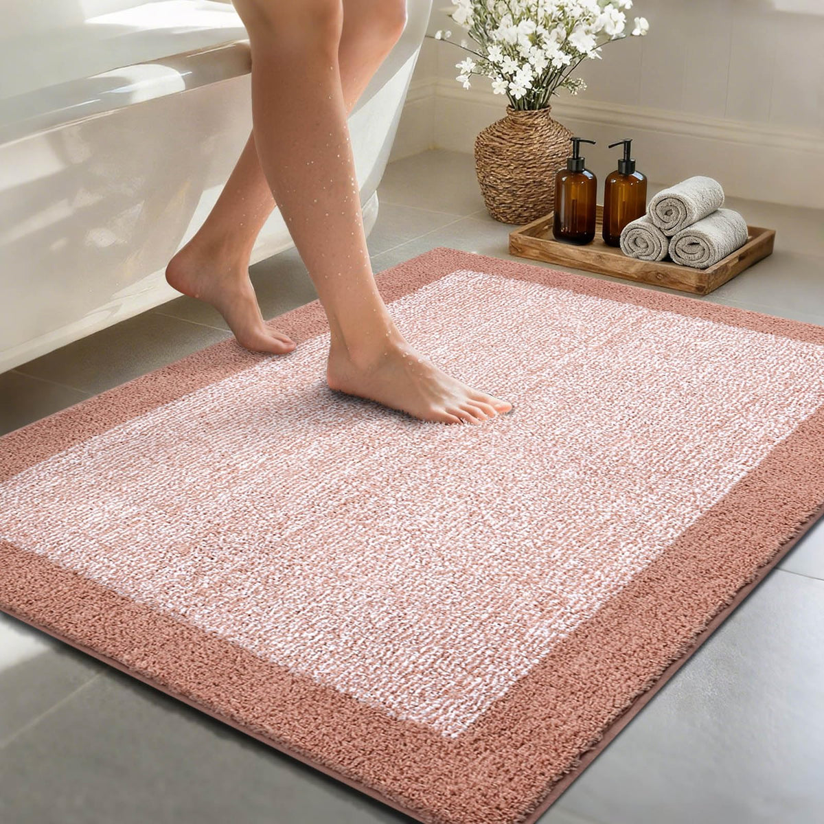 48x24 Long Bathroom Rugs Non Slip Washable, Soft Absorbent Bath Mat Blue