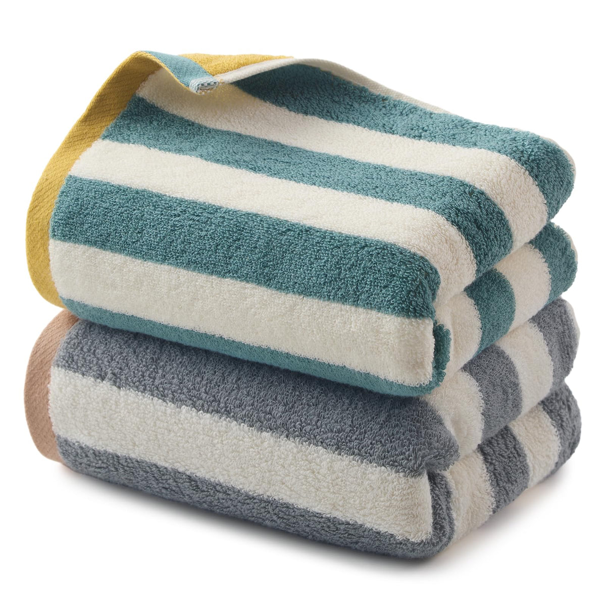 REDKISS Striped Hand Towels for Bathroom, Kitchen Decor, Guest Use, Kids & Adults, 100% Cotton, 12” x 28”, 2 Pack
