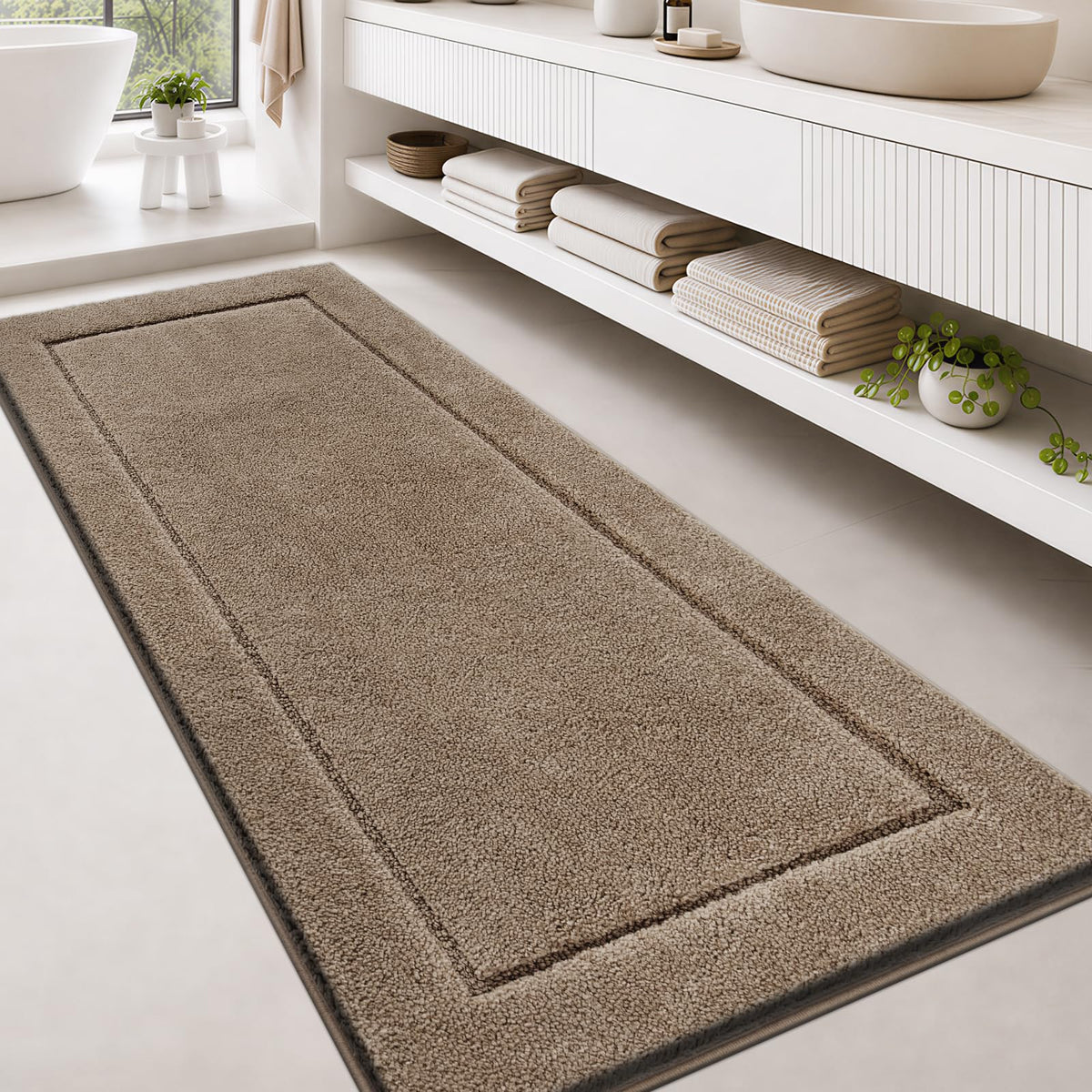 anllugs Bathroom Rugs, Non-Slip Bath Rugs, 24" x 60", Grey
