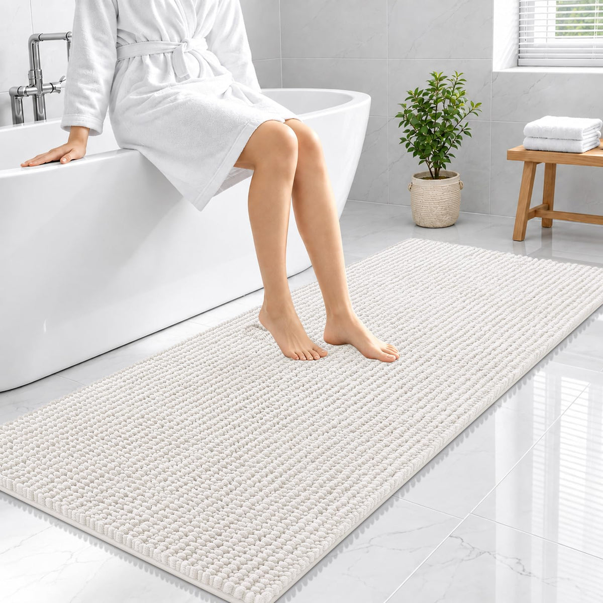 Smiry Thick Bathroom Rugs 30x20, Extra Soft Absorbent Chenille Bath Mat
