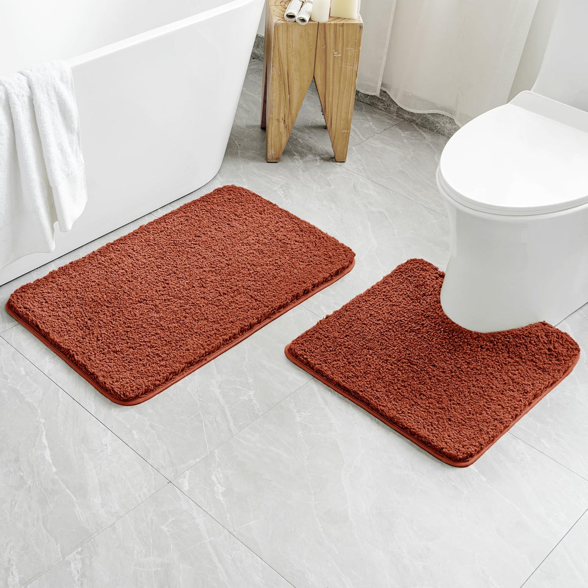 MIULEE Christmas Dark Green Bathroom Rugs Set 2 Piece Small Bath Mats 16x24