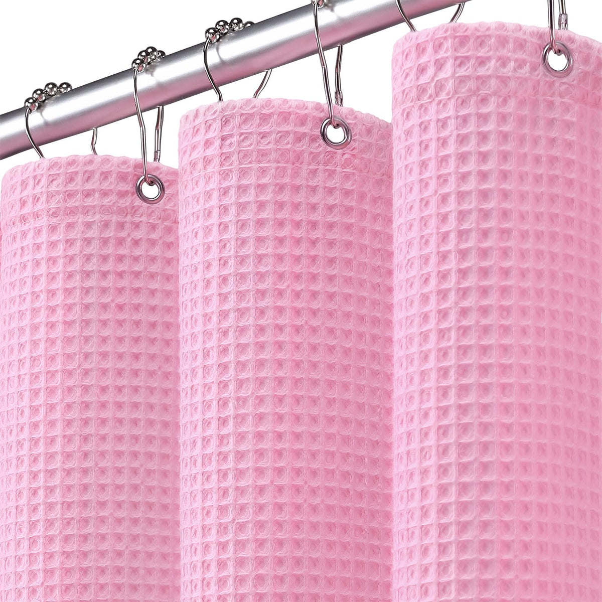 White Waffle Weave Shower Curtain 258GSM Heavyweight Cotton Fabric 72Wx72L