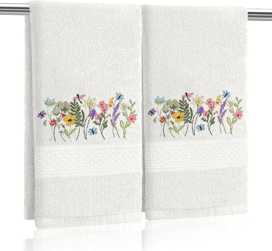SmoothNovelty 2 Pcs Boho Floral Hand Towels for Bathroom Decor 14x29 Inch
