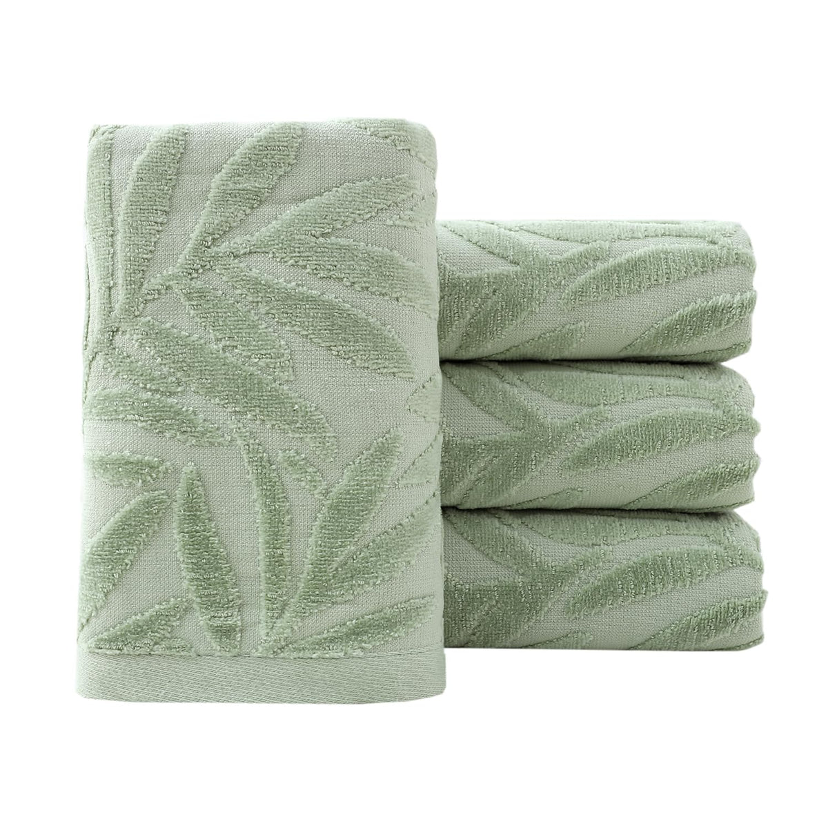 Pidada Leaf Absorbent Soft Hand Towels for Bathroom Set of 2,Light Brown