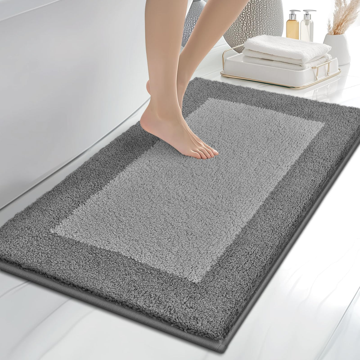 anllugs Bathroom Rugs, 20" x 30" Soft Bath Rugs, Olive Green & Green