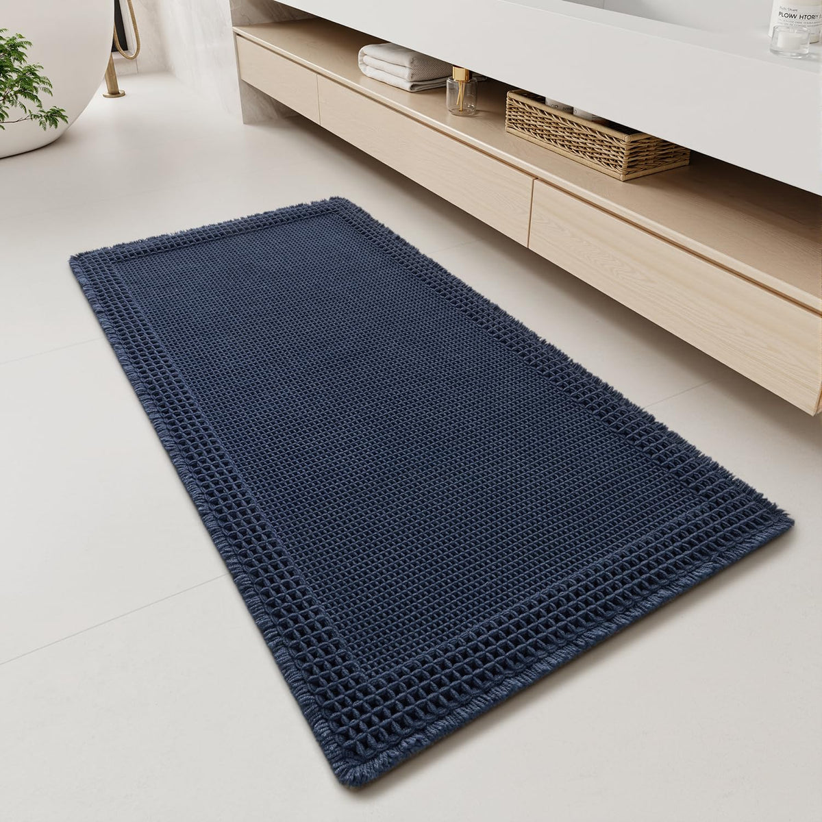 RESARE Waffle Bath Mat for Bathroom, Non Slip Bathroom Rugs 17"x24" Green