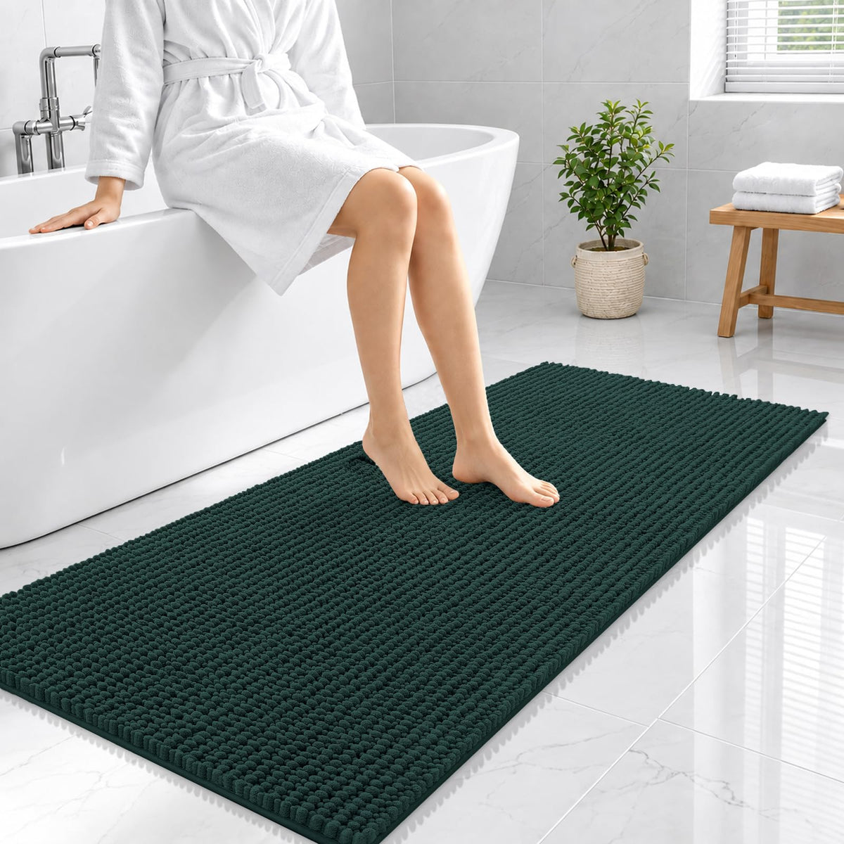 Smiry Thick Bathroom Rugs 30x20, Extra Soft Absorbent Chenille Bath Mat