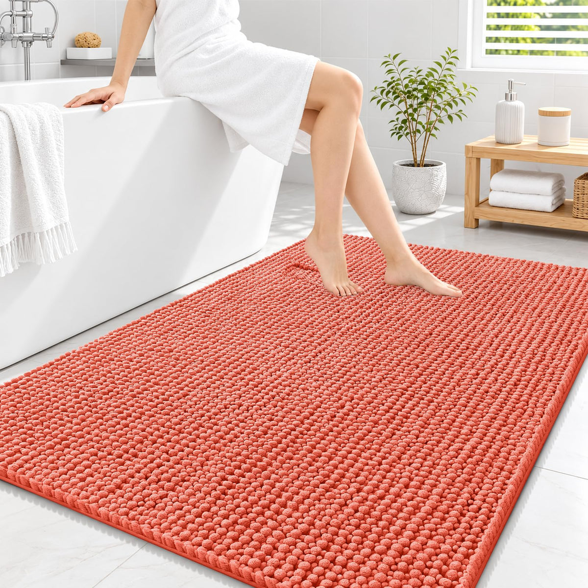Smiry Thick Bathroom Rugs 30x20, Extra Soft Absorbent Chenille Bath Mat