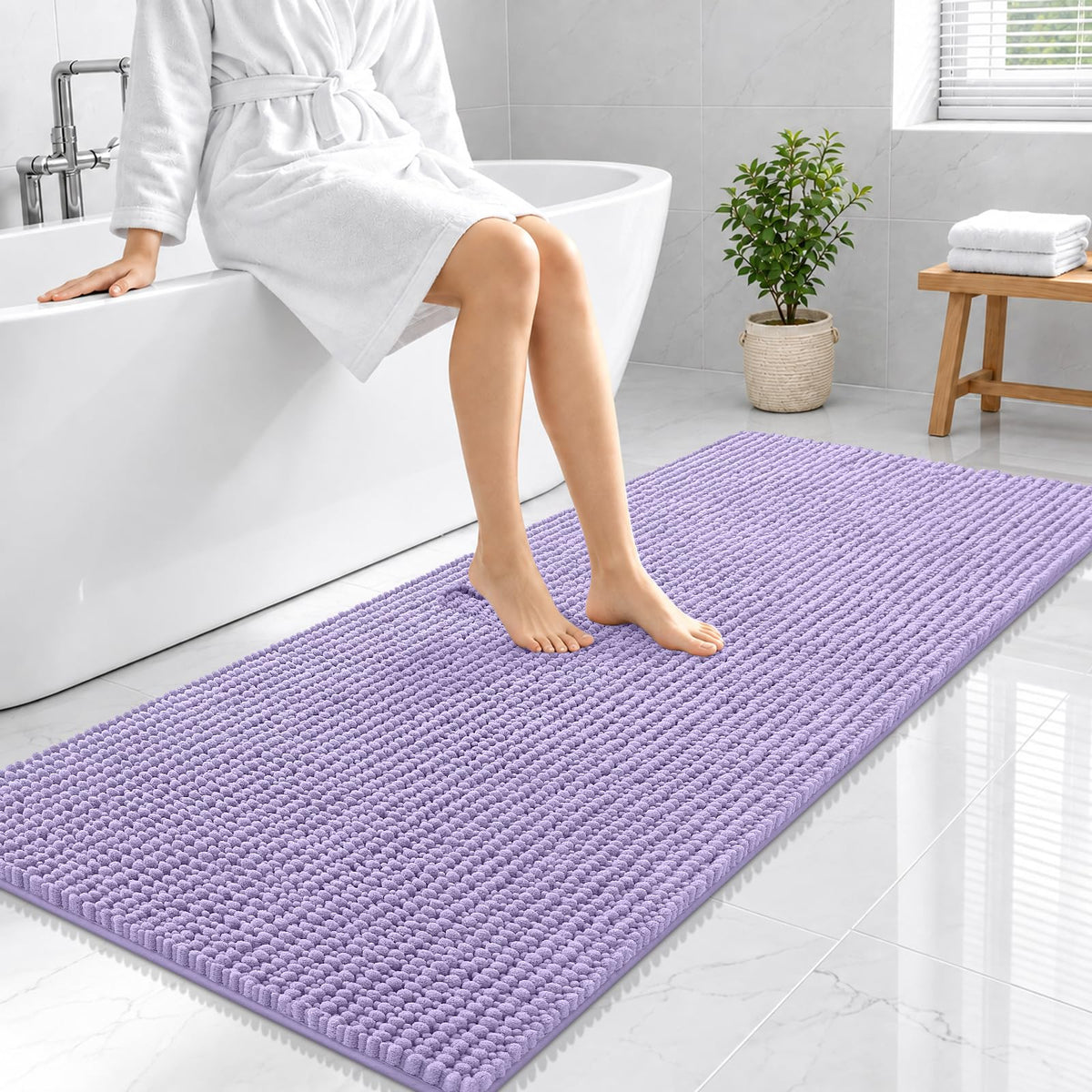 Smiry Thick Bathroom Rugs 30x20, Extra Soft Absorbent Chenille Bath Mat