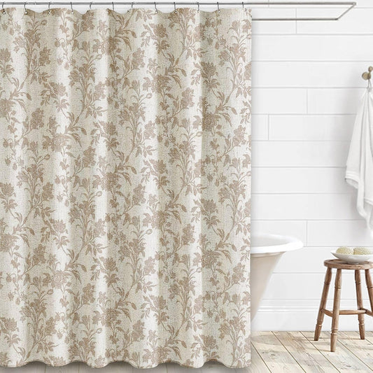 WOUVMA Extra Long Beige Floral Shower Curtain Cottagecore 84 inch