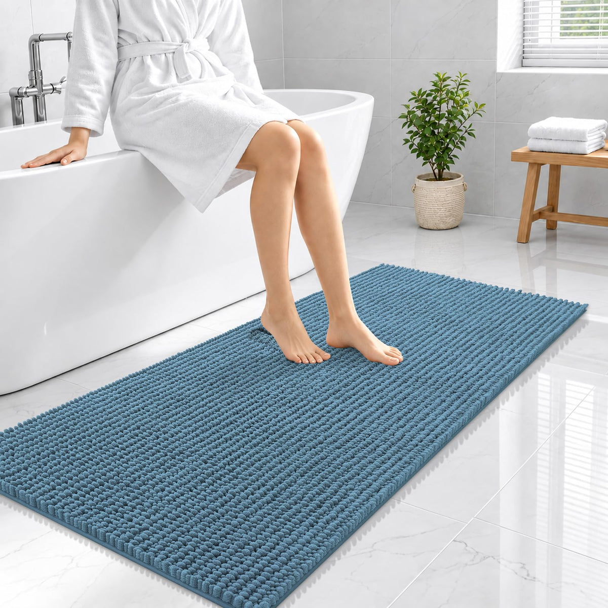 Smiry Thick Bathroom Rugs 30x20, Extra Soft Absorbent Chenille Bath Mat