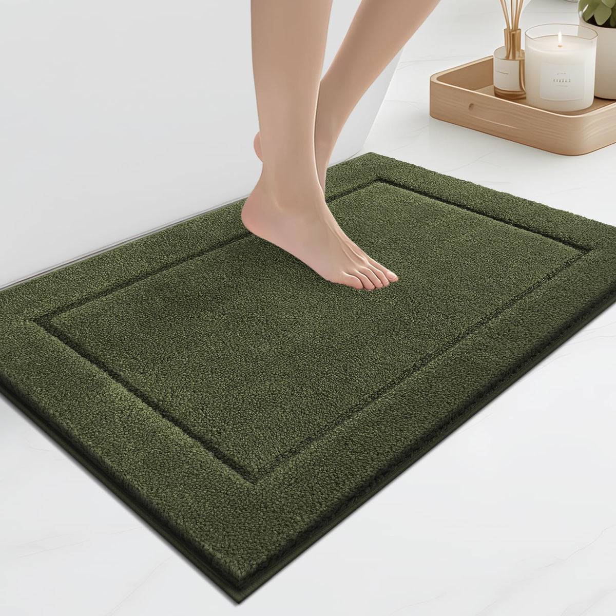 anllugs Bathroom Rugs, Non-Slip Bath Rugs, 24" x 60", Grey