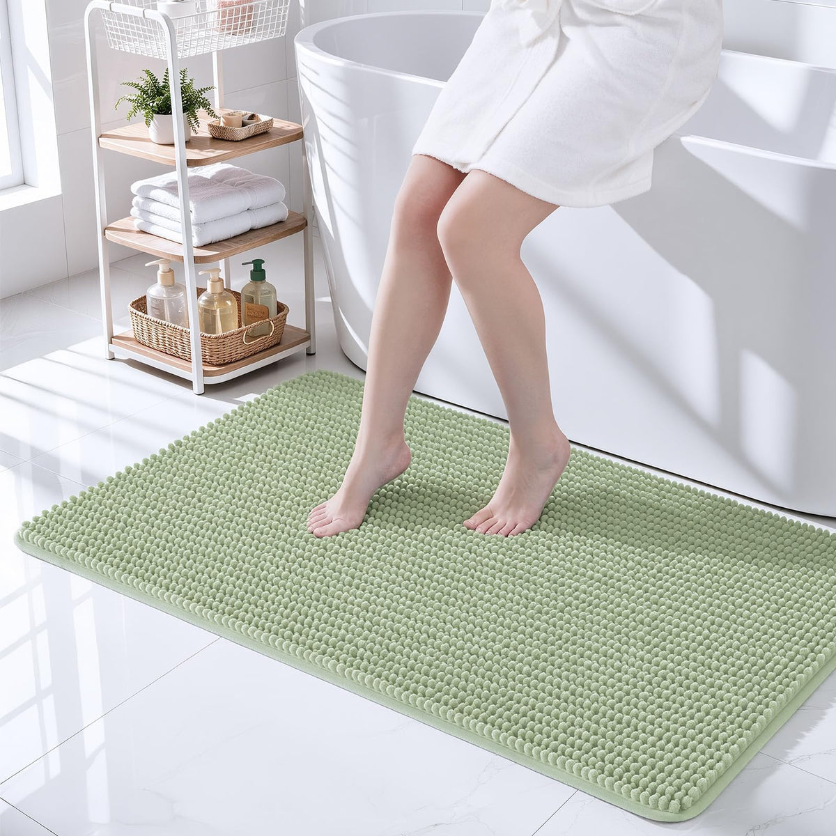 Ophanie Grey Bathroom Rugs 30x20, Soft Chenille Bath Mat, Non Slip Absorbent Quick Dry Light Gray Mats, Machine Washable Thick Small Area Rug Sets,Grip Bathmat for Shower,Toilet,Sink and Indoor Floor