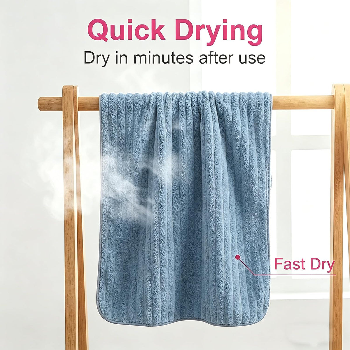 4PCS Blue Microfiber Hand Towels for Bathroom with Hanging Loops